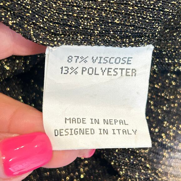 Happy Sheep Shimmer
Sweater Semi-Sheer Black, yellow, gold metallic threads Med - Picture 7 of 8